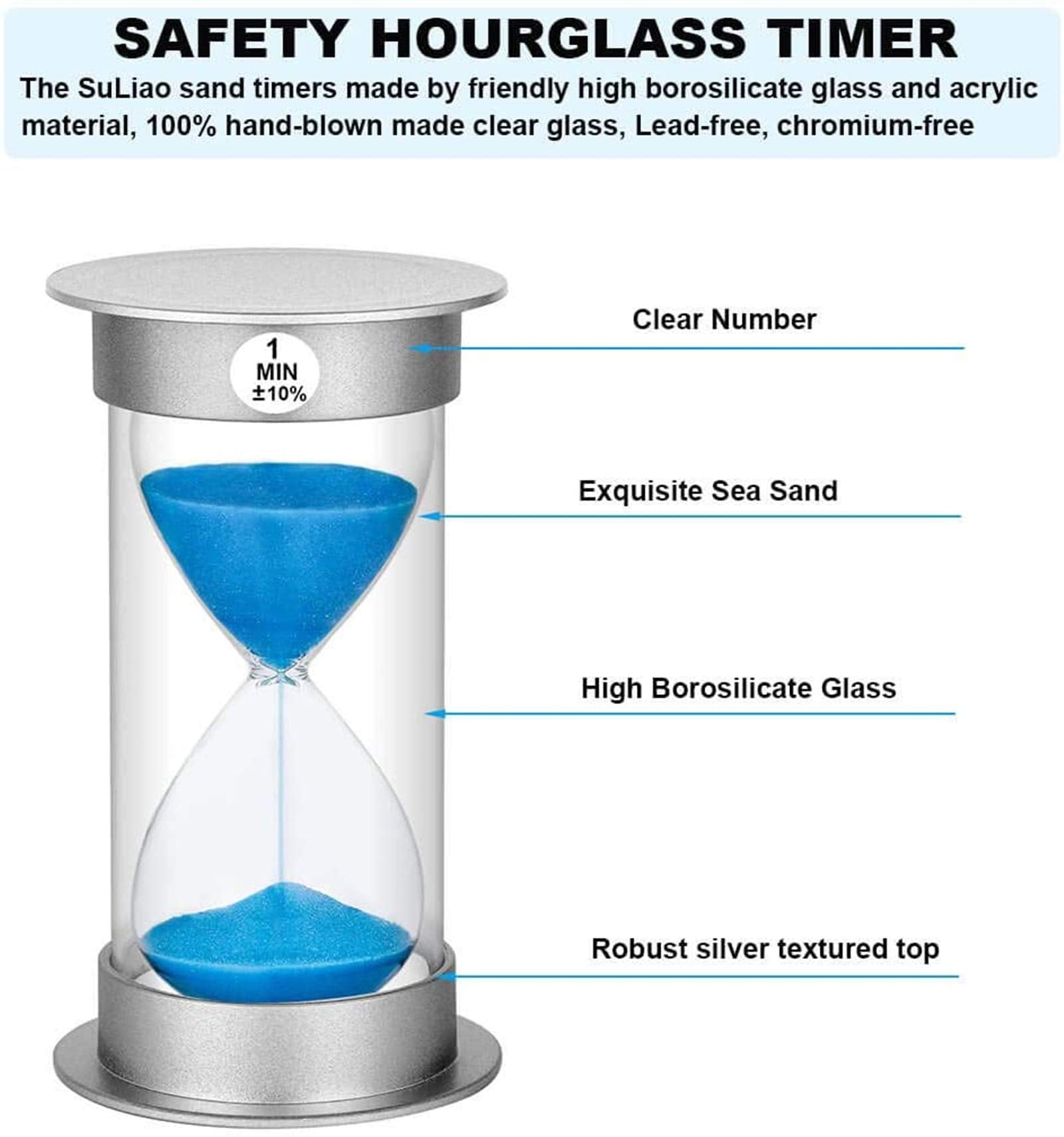 Sand Timer 10 Minute Hourglass Timer, Plastic Sand Clock 10 Minutes, Large Sand Watch 10 Min, Hour Glass Sandglass Timer For Kid